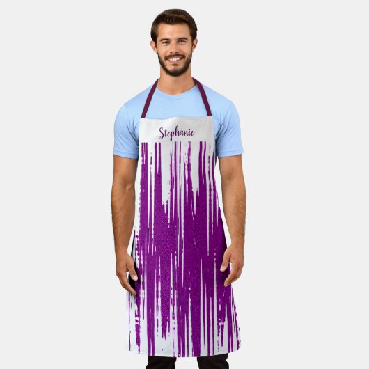 Lila Spiky-Wave-Muster weiße, kundenspezifische Mo Schürze (Getragen)