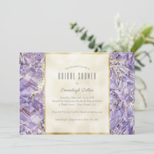 Lila Spinel Euphoria Gemstone Brautparty Einladung (Stehend Vorderseite)