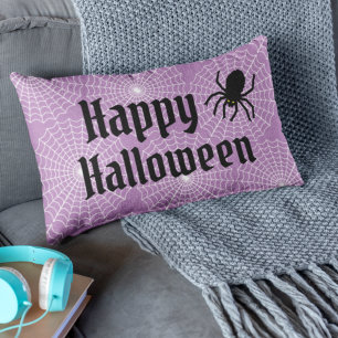 Lila Spinnennetz Frohes Halloween Gruselspinne Lendenkissen
