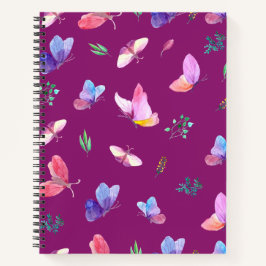 Lila SpiralNotebook mit Schmetterlingen Notizblock