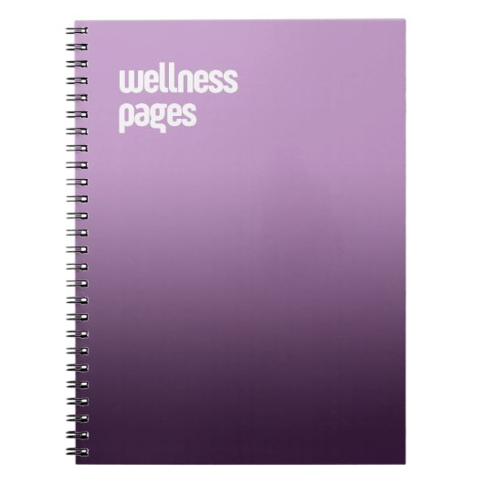Lila SpiralNotebook - "Wellness Pages" Journal Notizblock (Vorderseite)