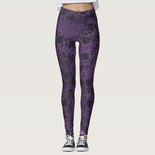 Lila Spitze Leggings (Vorderseite)