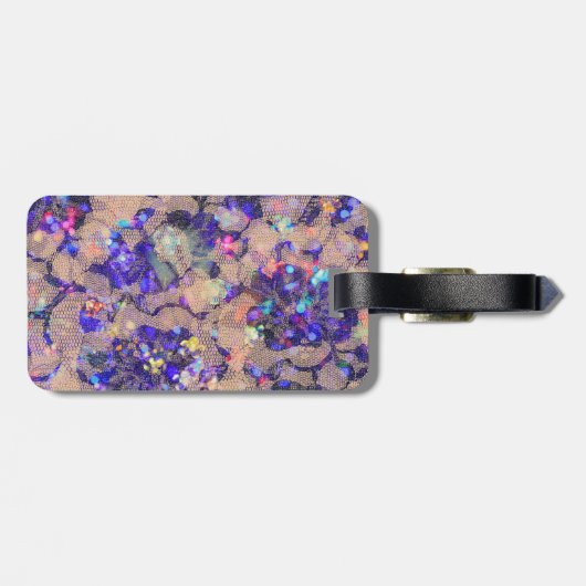 Lila Spitze-Rosen Gepäckanhänger (Rückseite horizontal)