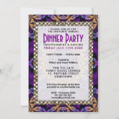 Lila Spitzen Fraktale Abendessen Cocktail Party Einladung (Rückseite)