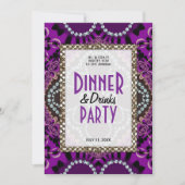Lila Spitzen Glamour Abendessen Drinks Party Einladung (Vorderseite)