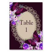 Lila Spitzen Glamour-Tischnummern Sitzkarte Tischnummer (Rückseite)