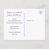 Lila Spitzen- und Bow Girl's Baby Shower Einladung (Rückseite)