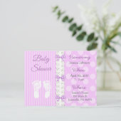 Lila Spitzen- und Bow Girl's Baby Shower Einladung (Stehend Vorderseite)