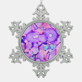 Lila Splotch Alkoholtupfer Tinte Malerei Schneeflocken Zinn-Ornament