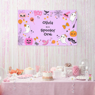Lila Spooky Ein Niedliches Halloween 1. Geburtstag Banner