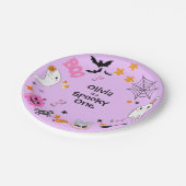 Lila Spooky Ein Niedliches Halloween 1. Geburtstag Pappteller (Schrägansicht)