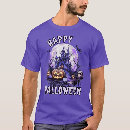 Lila Spooky Halloween T-Shirt (Vorderseite)