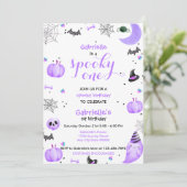Lila Spooky One 1. Geburtstagsghost Einladung (Stehend Vorderseite)