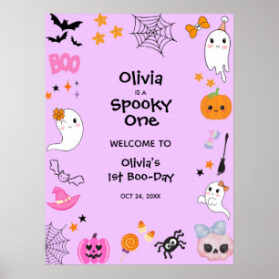 Lila Spooky One Halloween 1. Geburtstag Willkommen Poster