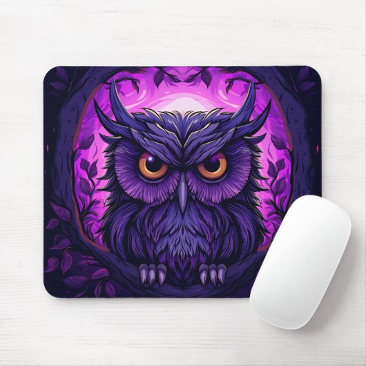 Lila Spooky Owl zu Halloween Night Graphic Mousepad (Mit Mouse)