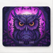 Lila Spooky Owl zu Halloween Night Graphic Mousepad (Vorne)