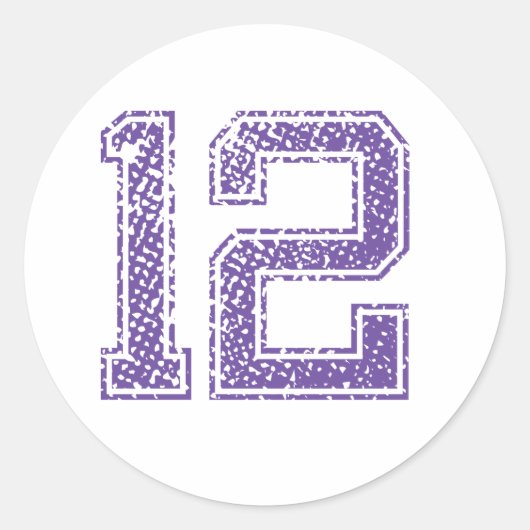 Lila Sport Jerzee Nummer 12.png Runder Aufkleber (Vorderseite)