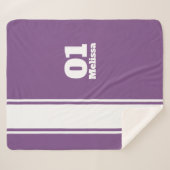 Lila Sport-Streifen-Monogramm Sherpa Decke Sherpadecke (Vorderseite (Horizontal))