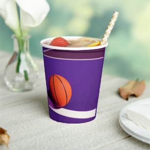 Lila Sportarten Geburtstagsparty Court & Basketbal Pappbecher