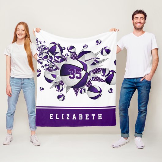 lila Sportdekoration Mädchen Basketballstars Fleecedecke (Beispiel)