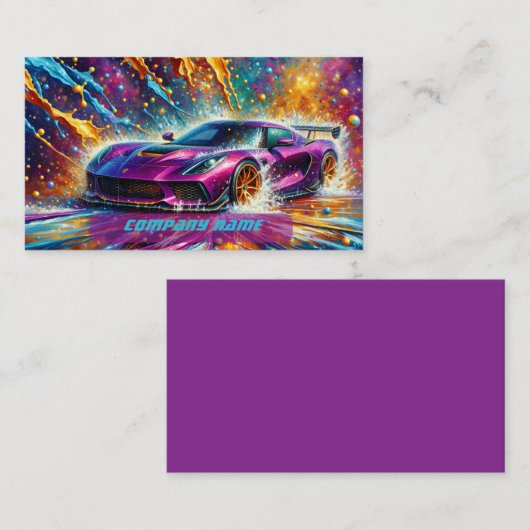 Lila Sportzone mit farbenfrohen Splashes Visitenkarte (Vorne/Hinten)