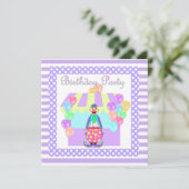 LILA SPOT STRIPE CIRCUS THEMATIK EINLADUNG (Stehend Vorderseite)