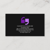 Lila Sprachbox Preisliste Presseberichterstatter Visitenkarte (Rückseite)