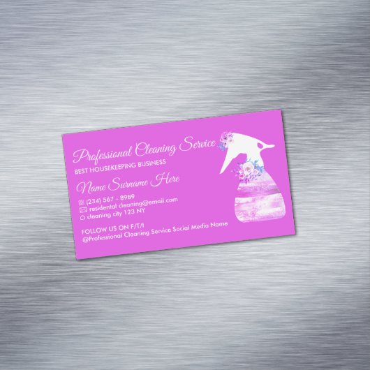 Lila Spray-Blume-Reinigung Magnetische Visitenkarte (Beispiel)