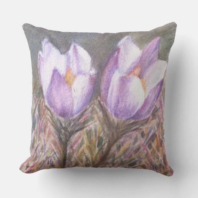 LILA SPRING CROCUS BLUME PATIO KISSEN (Vorderseite)