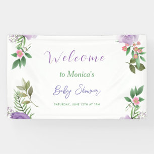 Lila Spring Floral Girl Babydusche Banner