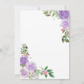 Lila Spring Floral Girl Babydusche Einladung (Rückseite)