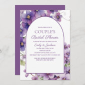 Lila Springtime Floral Couple Brautparty Einladung (Vorne/Hinten)