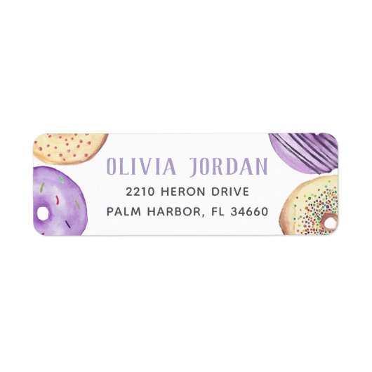 Lila Sprinkle Donut Rücksendeadresse (Vorne)