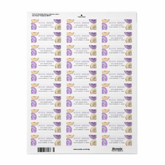 Lila Sprinkle Donut Rücksendeadresse (Vorne)