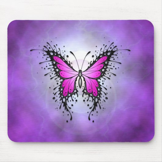 Lila Spritzer-Schmetterling Mousepad (Vorne)