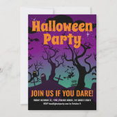 Lila Spuk Halloween-Party auf dem Friedhof Einladung (Vorderseite)