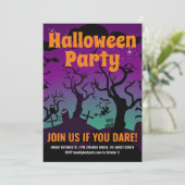 Lila Spuk Halloween-Party auf dem Friedhof Einladung (Stehend Vorderseite)