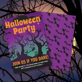 Lila Spuk Halloween-Party auf dem Friedhof Einladung