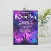Lila Spuk House Ink Halloween-Party Einladung (Stehend Vorderseite)
