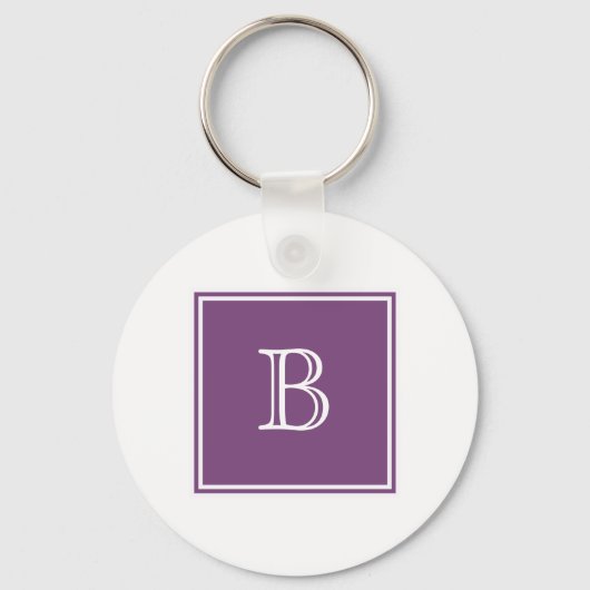 Lila Square Monogram Basic-Schlüsselanhänger Schlüsselanhänger (Vorderseite)