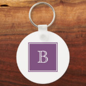 Lila Square Monogram Basic-Schlüsselanhänger Schlüsselanhänger (Vorderseite)