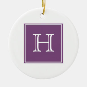 Lila Square Monogram Ornament
