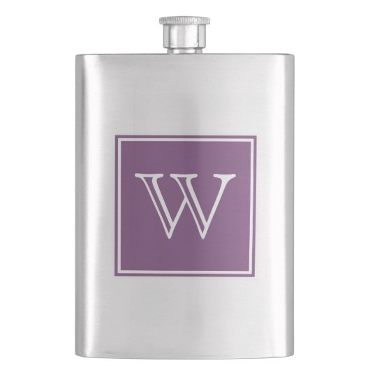 Lila-Square-Monogramm-Premium-Flasche Flachmann (Vorderseite)