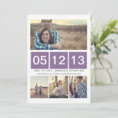 Lila Squared Foto Save the Date lädt (Stehend Vorderseite)