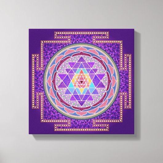 Lila Sri Yantra Leinwanddruck (Vorderseite)