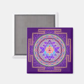 Lila Sri Yantra Magnet (Vorderseite/Rückseite)