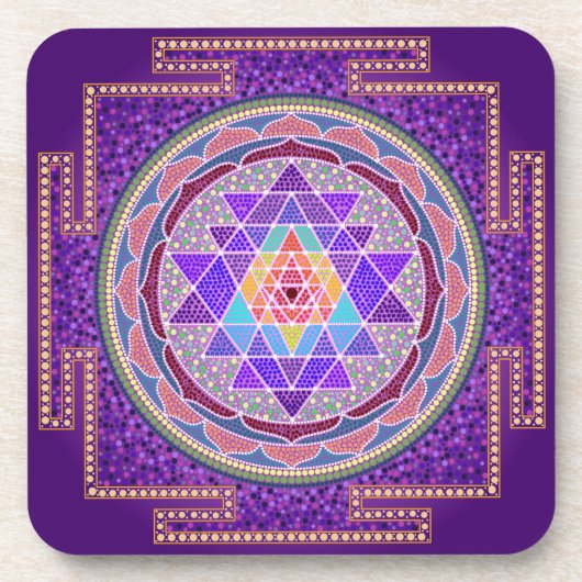 Lila Sri Yantra Untersetzer (Vorderseite)