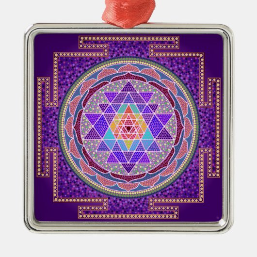 Lila Sri Yantra Verzierung Silbernes Ornament (Vorne)