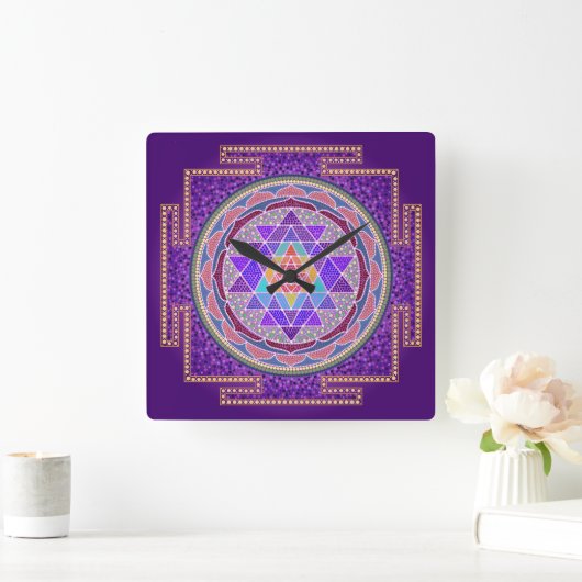 Lila Sri Yantra Wall Uhr (Zuhause)