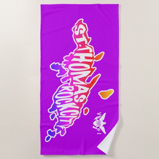 Lila, St. Thomas "Rock City" U.S. Jungfrau Islands Strandtuch (Vorderseite)